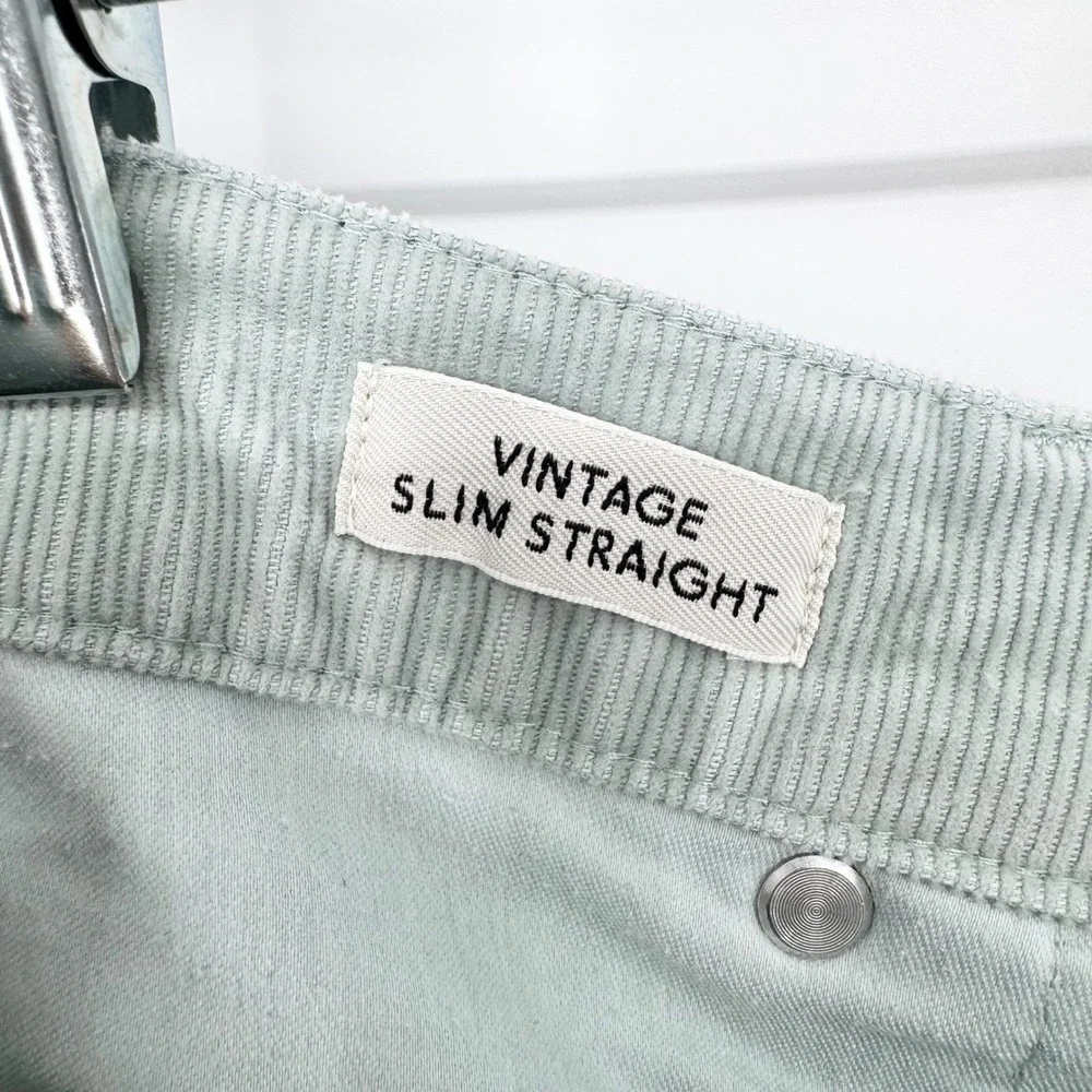 J.‎ Crew Vintage Sim-Straight Corduroy Pant Mint Green Size 32 Minimalist Preppy